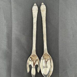 International Silver Santa Claus Christmas Silver Plated Salad Serving‎ Utensils